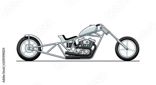 Foto Custom long frame chopper motorcycle in silver
