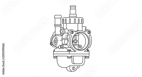 Foto Motorcycle carburetor mechanical part line drawing