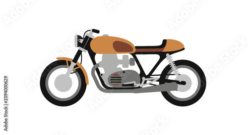 Foto Modern orange cafe racer motorcycle with flat colors
