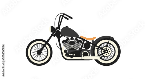 Картината върху платно Custom black chopper motorcycle with whitewall tires