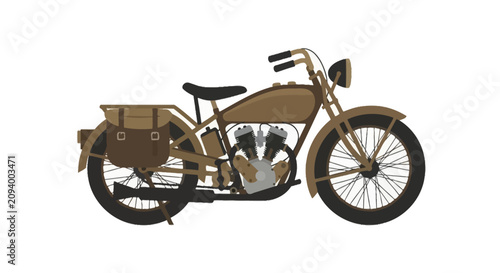 Foto Classic brown cruiser motorcycle with large engine and saddlebags