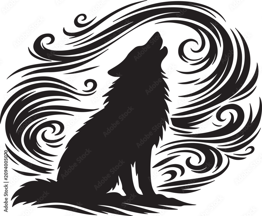 Obraz premium Dog Silhouette On White Background A Simple Vector Illustration