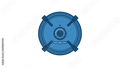 Blue Safe Deposit Box with Combination Lock and Hinges, Top View