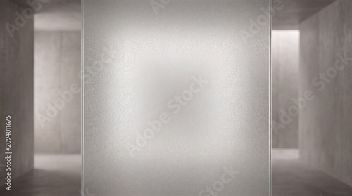 Frosted Glass Texture with Soft Light and Blurred Concrete Interior Background