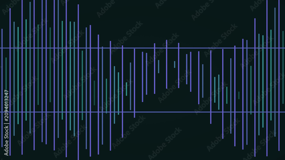 Naklejka premium Dark teal digital sound wave visualization.