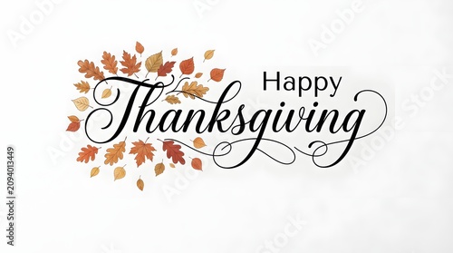 Happy Thanksgiving greeting with autumn leaves