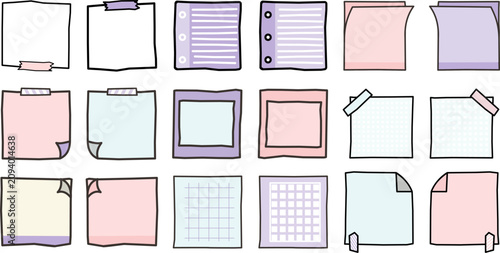 Obraz na płótnie Bullet journal elements and note vector set, Comprehensive collection of memo te
