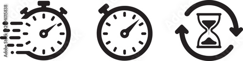 Obraz na plátně time stopwatch timer hourglass set for time management and tracking