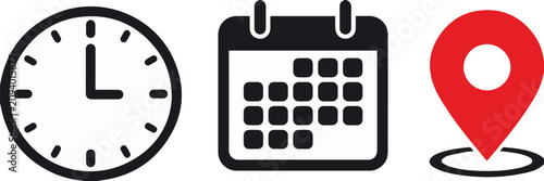 Quadro em tela time event planning icons calendar location schedule interface symbols