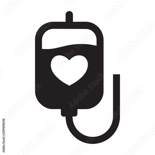 Heart Silhouette Blood Donation Bag Transfusion Medical Icon