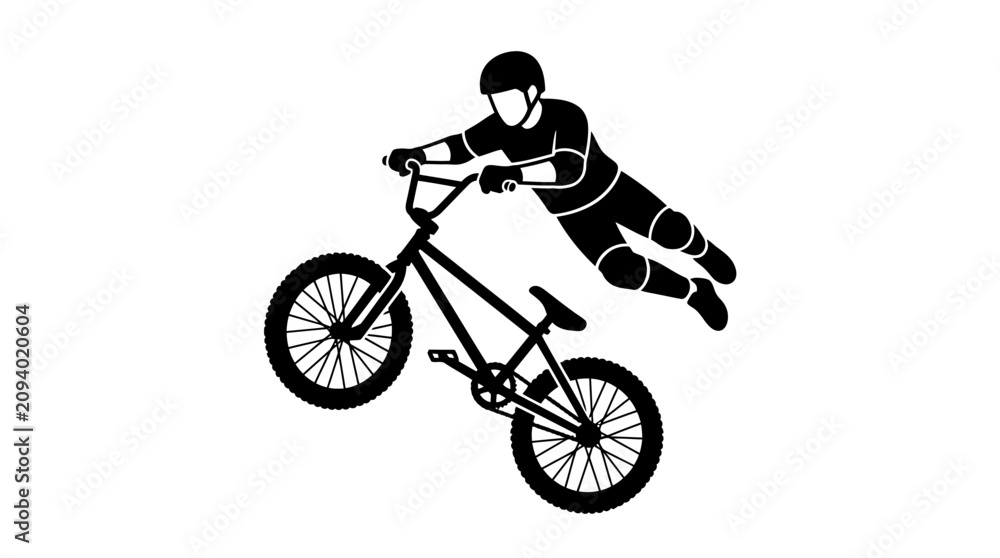 Obraz premium BMX Rider Performing Bicycle Trick Silhouette