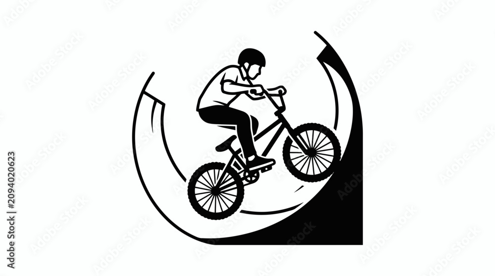Obraz premium BMX Rider Performing Trick in Half Pipe