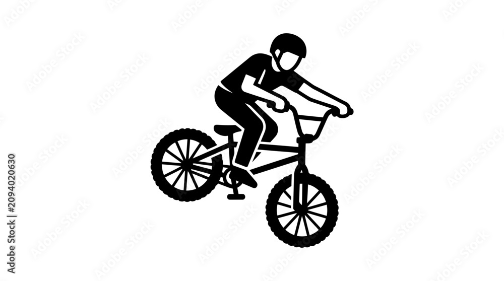 Obraz premium BMX Rider Performing Trick on Bicycle, Silhouette Vector