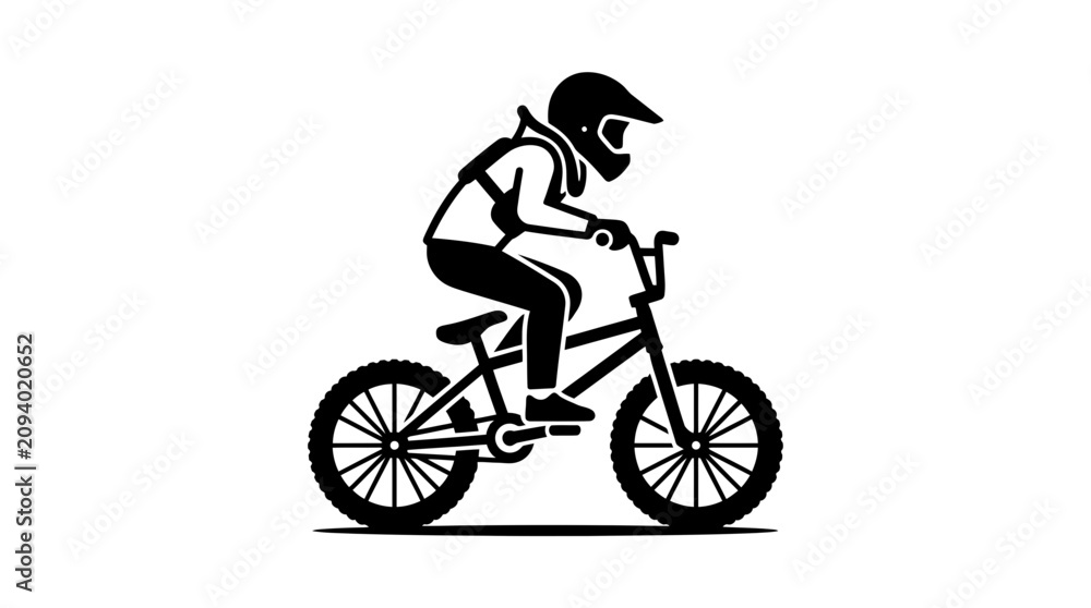 Obraz premium BMX Rider Silhouette Icon - Extreme Cycling Sport Vector