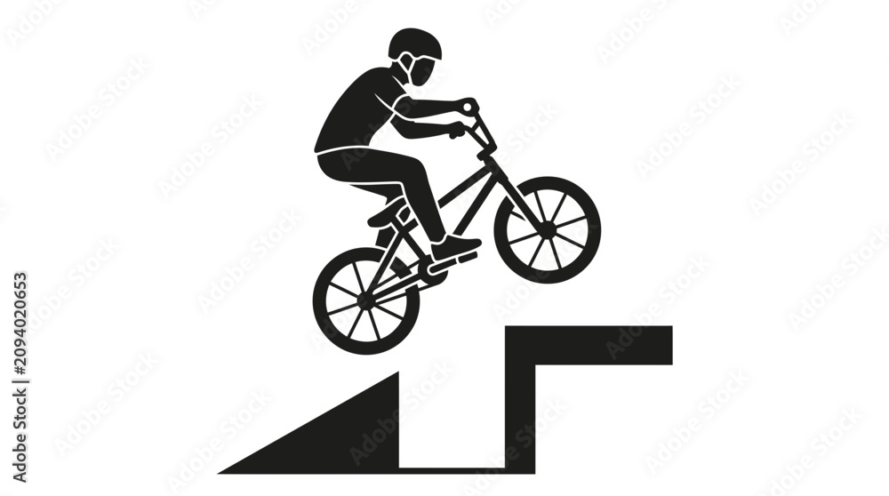 Obraz premium BMX Rider Performing Trick on Ramp - Silhouette Icon