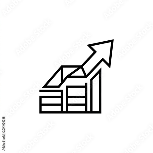 Obraz na płótnie Upward trending bar graph with arrow icon symbolizing growth.