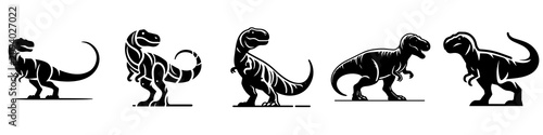 Foto Tyrannosaurus Rex silhouette vector collection, black T-Rex dinosaur icons in di