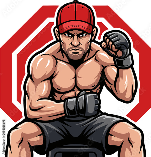 Mixed Martial Arts Cage Fighting Black and White Graphic