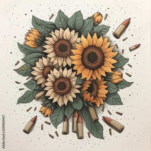 Survival amidst Adversity - Sunflowers and Bullets Symbolism