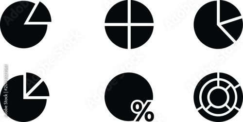 Cuadro en lienzo Business infographic pie chart icon set with finance share slice data percentage