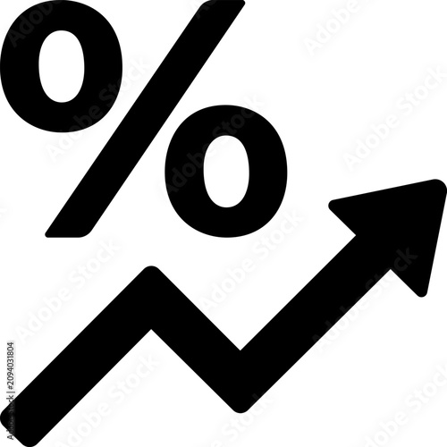 Valokuva Interest rates icon illustration detailing percentage sign along climbing trend