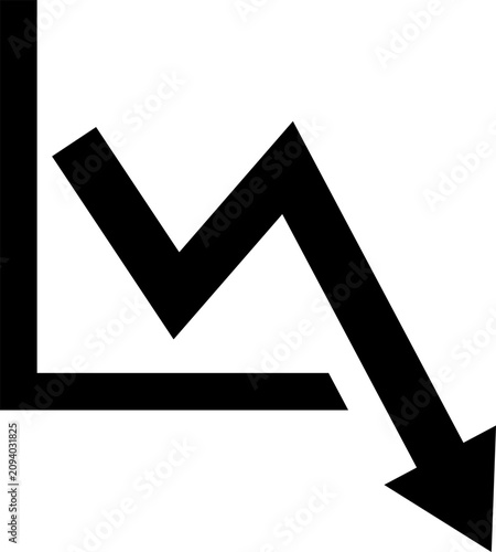 Loss ratio icon illustration showing a declining trend arrow line chart for financial performance