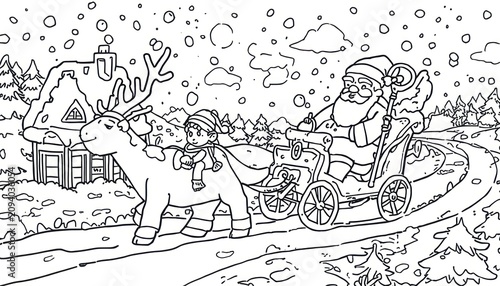 santa claus and reindeer illustration