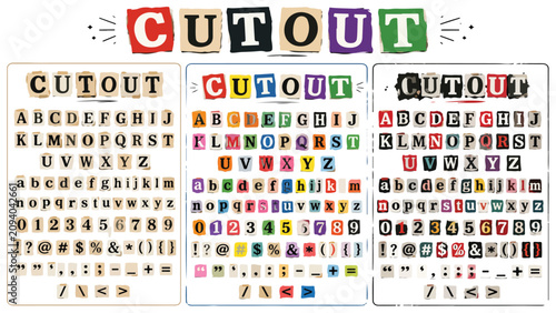 Canvastavla Ransom note cutout alphabet set, vintage newspaper letter clippings, colorful ma