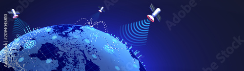 Futuristic Blue Digital Earth with Big Data Analytics Graph and Global Network Information Technology Concept 3D Rendering