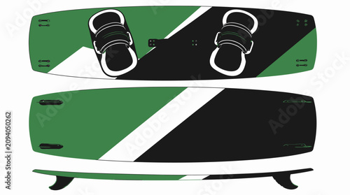 Fotografie Green kiteboard with foot straps.