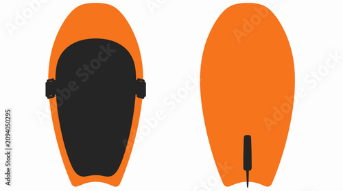 Canvastavla Orange bodyboard front and back view illustration
