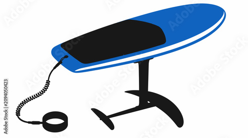 Bild auf Leinwand Blue electric hydrofoil surfboard with mast and wing.
