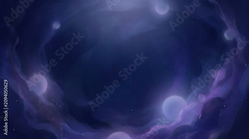 Mystical Cosmic Scene with Nebula and Stars