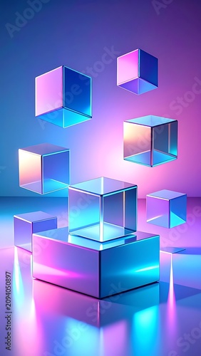 Futuristic Cubes Floating in Space.