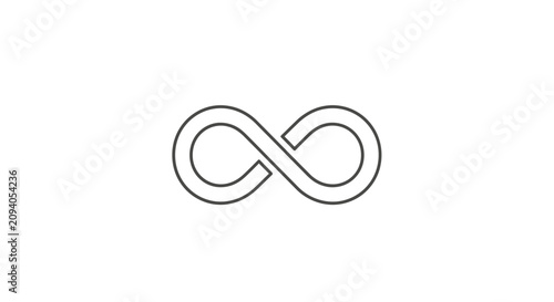 Infinity symbol in black line art.