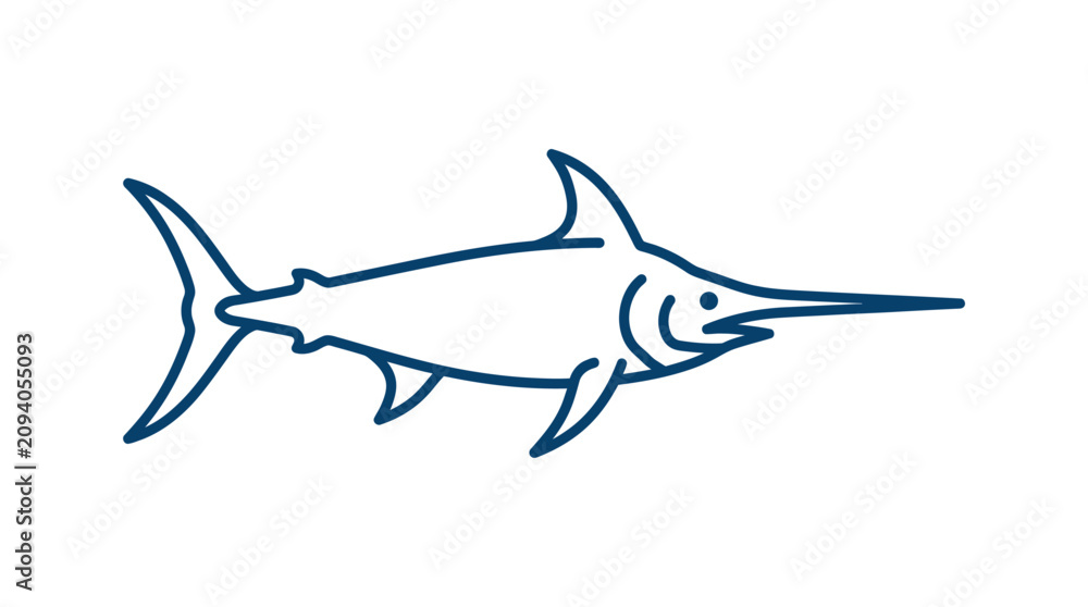 Fototapeta premium Swordfish Outline Vector Illustration