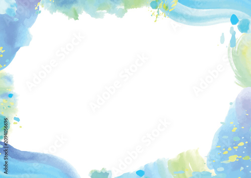 Watercolor frame in shades of blue