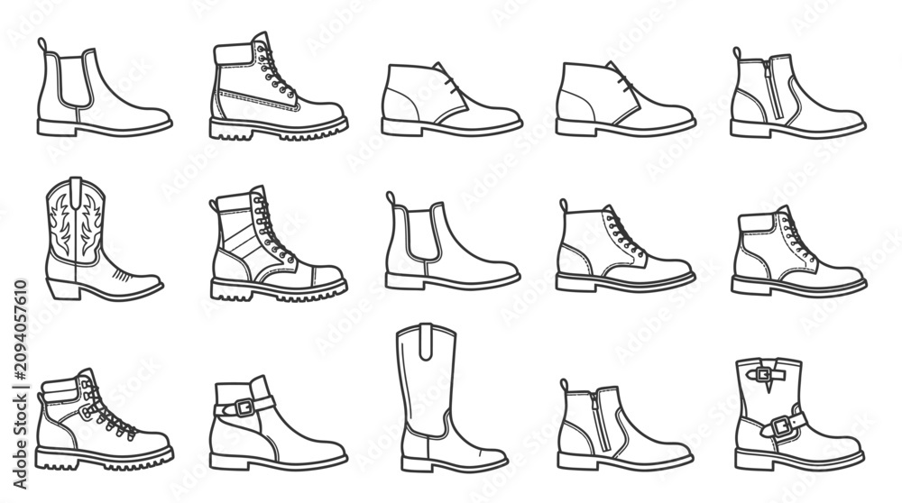 Fototapeta premium Collection of various footwear designs.