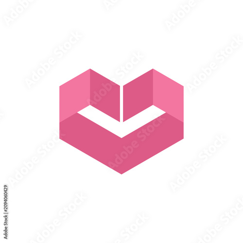 Foto Minimalist pink ribbon heart graphic design