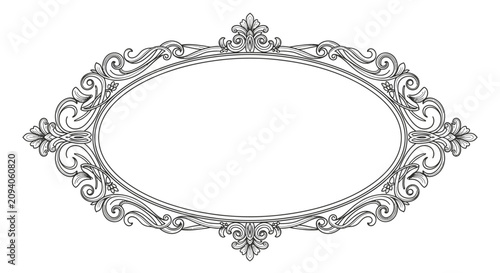 Intricate Oval Ornate Frame Border Design.