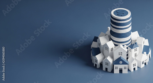 Asset Allocation Concept With Stacked Coins Surrounded By House In Investment Industry