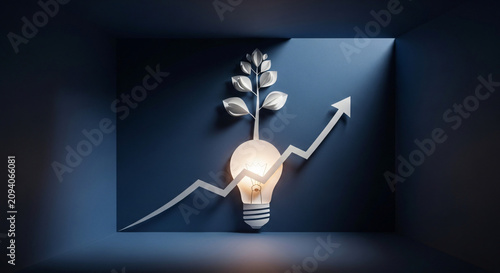 Mortgage Savings Concept Using Growth Sprout Combined With Light Bulb