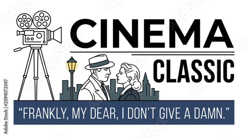 Obraz na płótnie Classic cinema poster with vintage movie quote.
