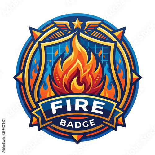 Εκτύπωση καμβά Fire Badge Emblem Logo Symbol.