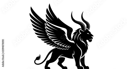 Foto Black Griffin Mythical Creature Illustration.
