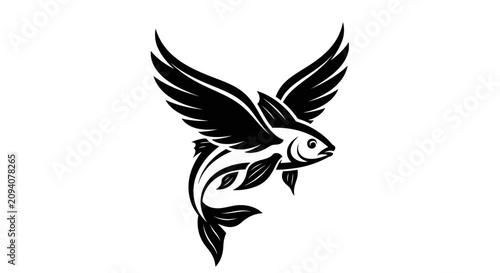 Canvastavla Fish with wings flying creature.