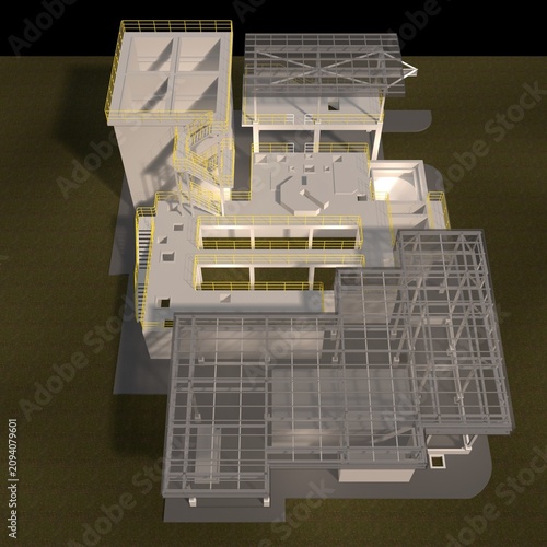 3D illustration of industrial project