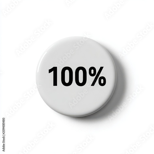 White Button with Bold Black Text Indicating One Hundred Percent