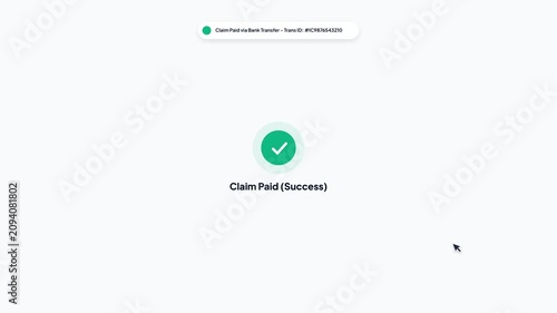 Insurance Claim Approved and Paid Successfully via Bank Transfer Interface