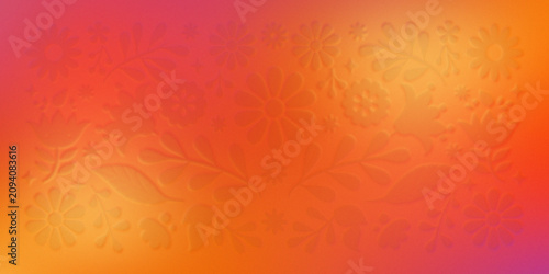 Plakat Vibrant orange background featuring embossed floral pattern with soft glow.